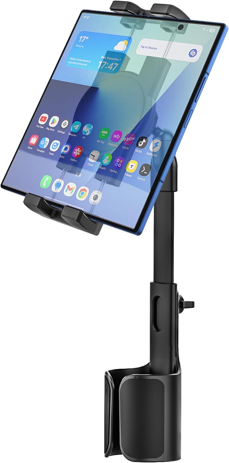 Z Fold Car Mount- [Foldable Phone Friendly] Cup Holder Tablet Holder for Car Truck Stand with Height Adjustable Long Arm for Samasung Galaxy Fold 7 6 5 4 3 2, Tabs, Google Pixel 9 Pro, iPad, iPhone