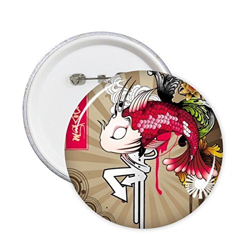 Badge carpe et chrysanthème japonais coloré pour vêtement 5Pcs XL