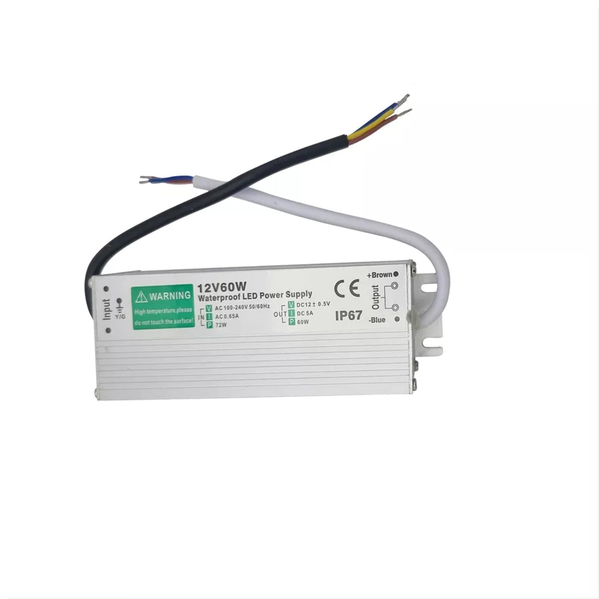 12V LED Driver Lighting Outdoor Transformer 60W 5A, IP67 Waterproof, Constant Voltage Power Supply, AC to DC Adapter for Garden & Shed LED Lights.(60.00, Watts)