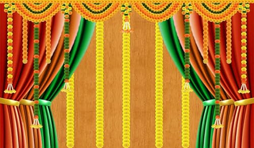 Decorative Backdrop Cloth Marigold Flower Design Backdrop Curtain Cloth Hanging on Wall for Indian Traditional Cultural Festival Background Pooja Decoration Decor(Size:-96