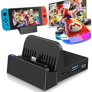 Switch TV Docking Station for Nintendo Switch, Multi-Function Nintendo Switch Dock with 4K HDMI for TV Connection, Type…