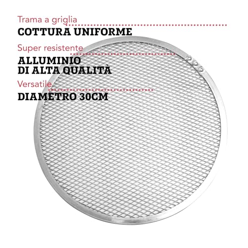 FMprofessional Stampo Tondo Forato per Pizza ø30 cm Cottura Uniforme e Croccante Versatile per Scongelamento e Raffreddamento, in alluminio Facile da Pulirea a mano Linea Professionale - immagine 4