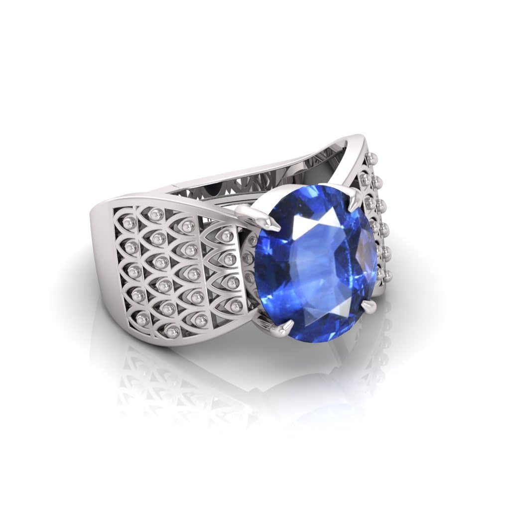 pranjal gems 12.25 Ratti Neelam Stone Original Certified Blue Sapphire Gemstone Adjustable Woman Man Ring With Lab Certificate(Br) Silver For Unisex Adult-picture-18