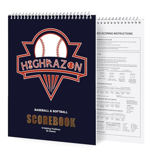 HIGHRAZON Baseball Softball Scorebook 35 Games 9 Innings 8.5 x 11 Large Print Score Keeping Book for Stats with Stickers Baseball Softball Score Book for Scorekeeper Coach Family (Vertical)