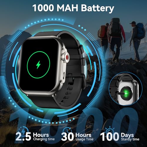 Image of Smart Watch for Men - 1000 mAh Battery 1.85 inch HD Fitness Tracker with Heart Rate Sleep Monitor Fitness Watch with 120+ Sport Modes with IP68 Waterproof with Smartwatch for iOS Android