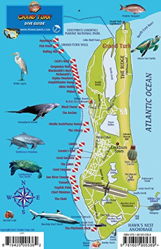 Grand Turk Dive Map with Turks & Caicos Reef Creatures Waterproof Fish Card