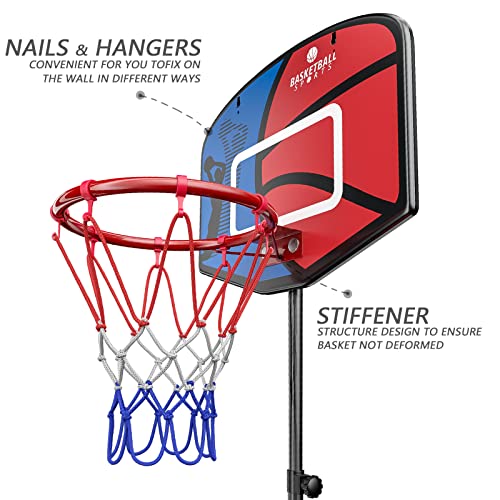 HAHAKEE Kids Basketball Hoop, Height-Adjustable 2.9 FT-6.1 FT, Indoor and Outdoor Basketball Set for Toddlers Age 3-8