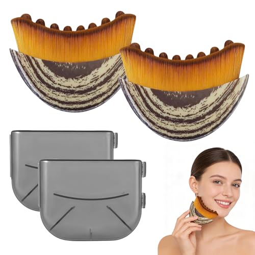 Brosse de Contour pour le Visage, 2 Pièces Lymphatique pour Le visage, Brosse à Sec pour le Vis-age, pour le vis-age, s'applique au visa-ge, à la sculpture du menton et de la mâchoire (A)