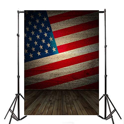 American Flag Backdrop Laeacco 3X5Ft Vinyl Photography Background Vintage Wood Floor Newborn Baby Children Photo Portrait Studio Shoot Props Stars And Stripes Wood Retro Backdrop Floor Wall #TOP1