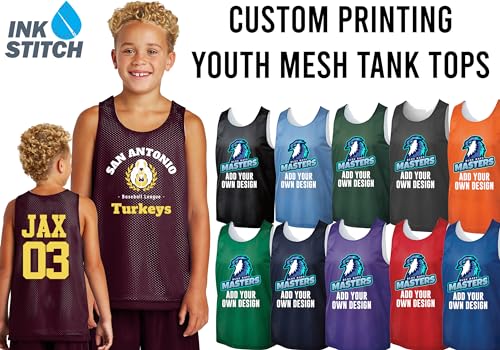 INK STITCH Unisex Youth Yst500 Custom Printing Logo Image Texts Mesh Reversible Tank Tops4