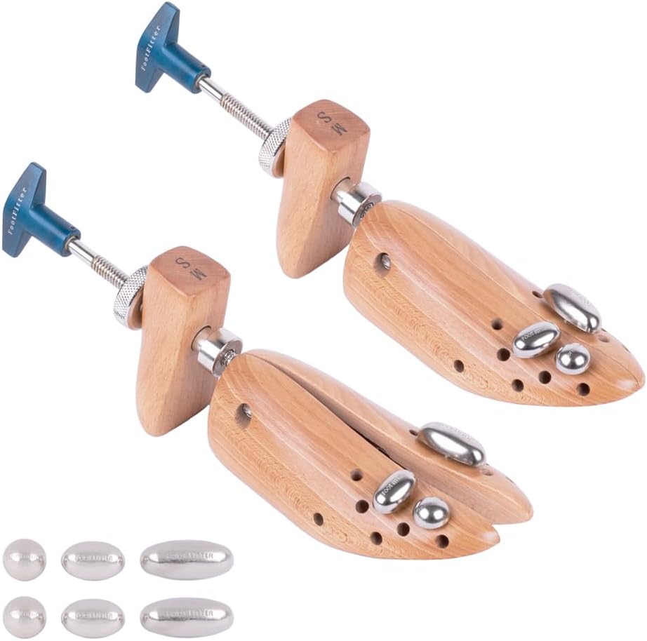 FootFitter Premium Professional 2-Way Shoe Stretcher for Men & Women, Expands Length & Width, Wood & Steel Design (2 PACK)
