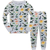 QHKEPW Boys Pyjamas Dinosaur 3-4 Years Pjs Sets Kids Toddler Cotton Long Sleeve Sleepwear 2 Piece Clothes Outfits Winter Nightwear Blue