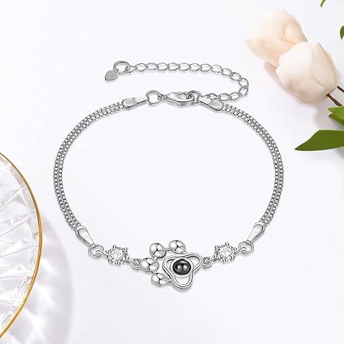 Miniatura 6 de Collar personalizado con foto para mascotas, collar de proyección de encanto de foto personalizada, colgante de pata de perro, gato, joyería