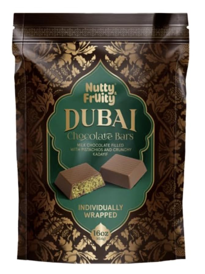 Nutty Fruity Dubai Chocolate Milk Chocolate with Pistachios and Kadayif, 16 oz pack of 2