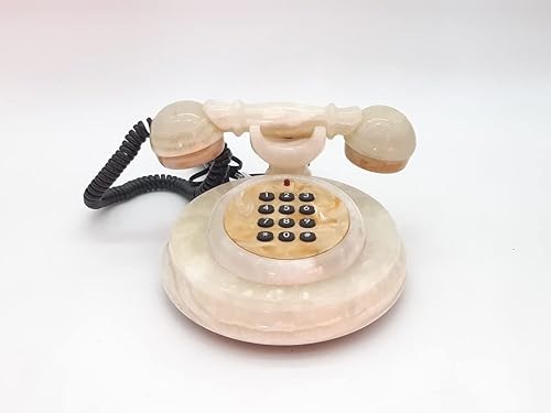 Teléfono con botón giratorio vintage mármol ónix