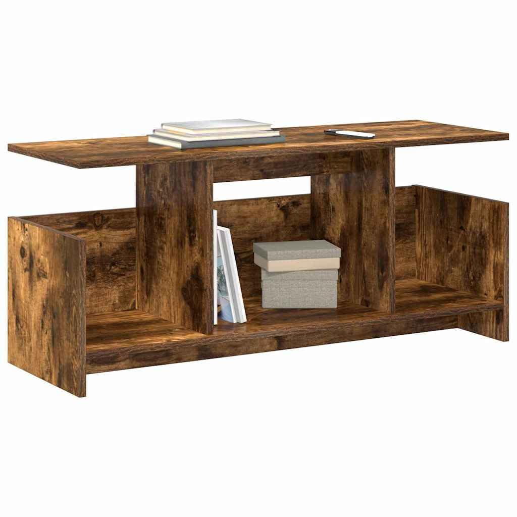Tavola per TV in rovere affumicato, bassa, 102 x 35 x 45 cm, in legno, design moderno, spazio per soggiorno e camera da letto