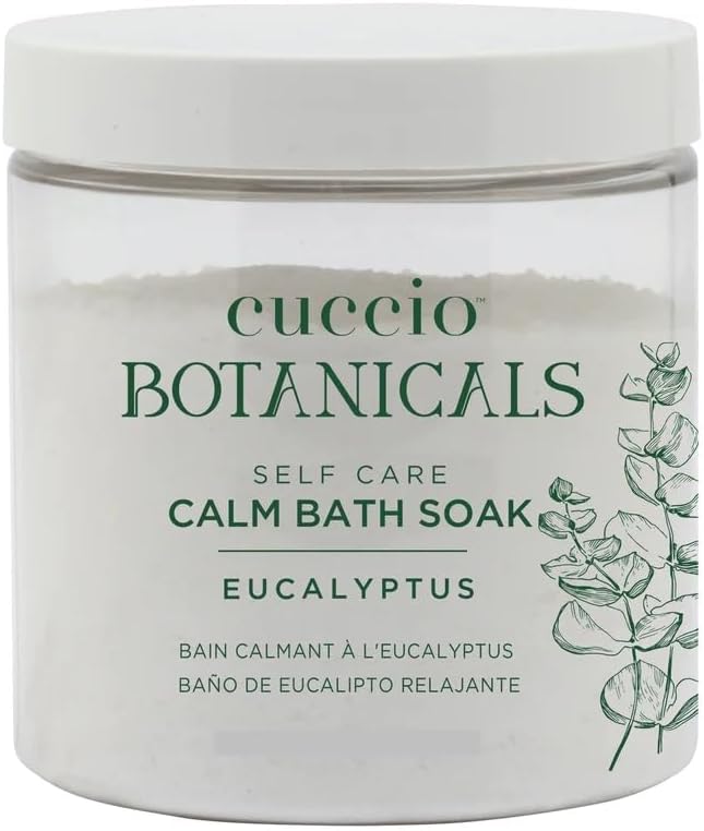 Cuccio Botanicals Self Care Calm Bath Soak, Eucalyptus, 10 oz – Relaxing Aromatherapy Soak for Stress Relief and Skin Hydration