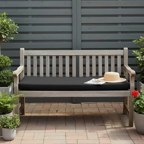 Coussin de banc de jardin imperméable mousse 8 cm matelas assise extérieur noir - 2