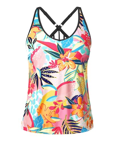 Image of Yonique Womens Tankini Top Only Athletic Swim Top Modest Tankini Swimsuit No Bottom