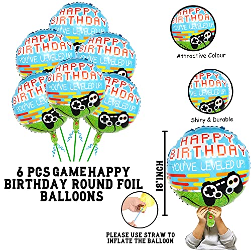 Image of Happy Birthday Round Foil Balloons Game Pad Pack of 6