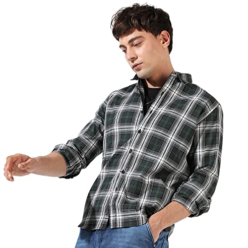 Image of CAHOOT Men's Button Up Shirt for Casual Wear | Regular Fit | Poly Lycra Shirt Crafted with Short Sleeve & Enhanced Stretch Comfort Fit for Everyday Wear