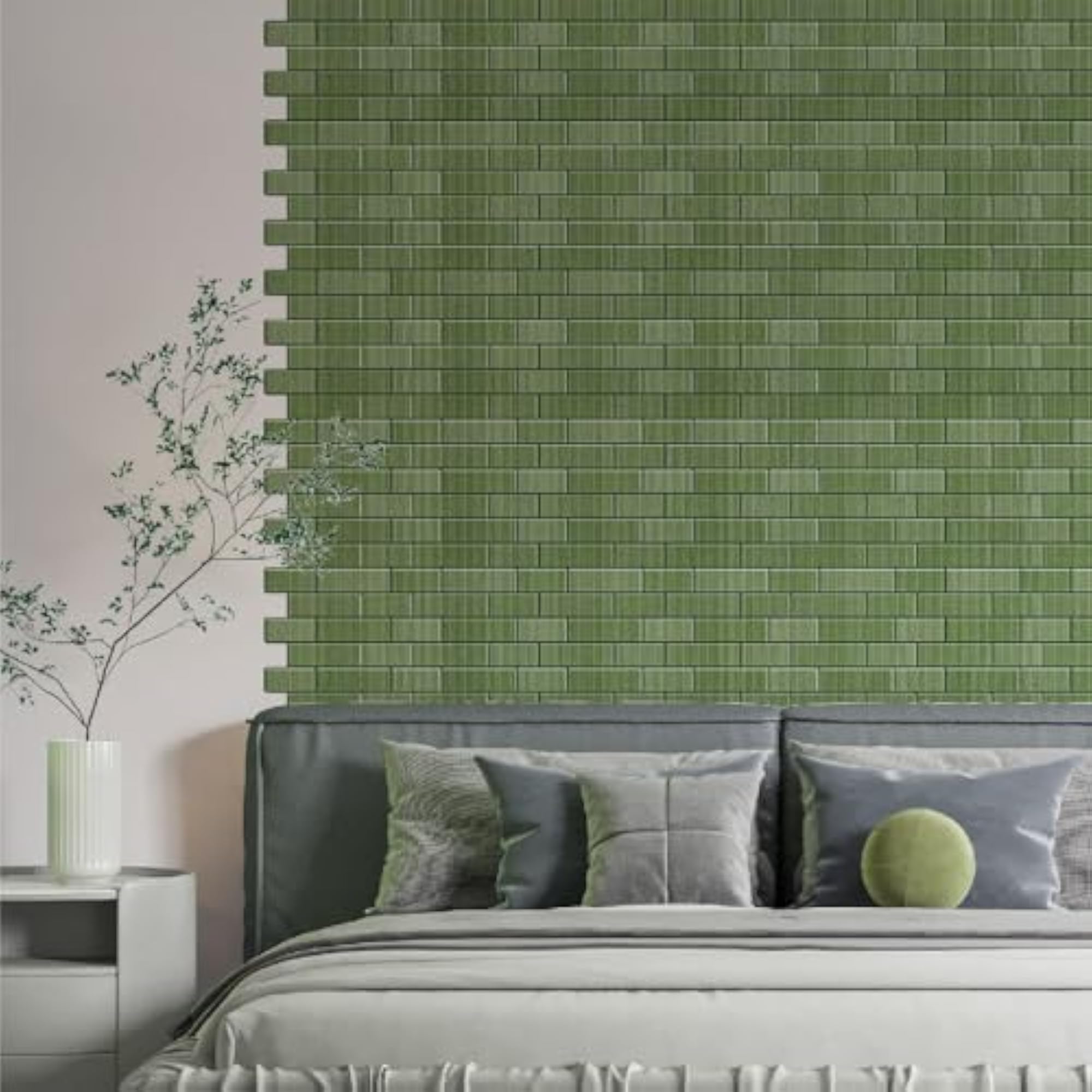 Olive Green Subway Peel and Stick Wall Tile