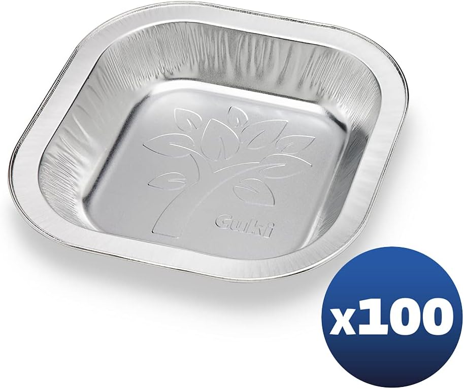 Cuki Bowl Plates, Aluminium with "Tree" Decoration, Size cm 18.05x18.05, 1 Pack of 100 Pieces - 850 g