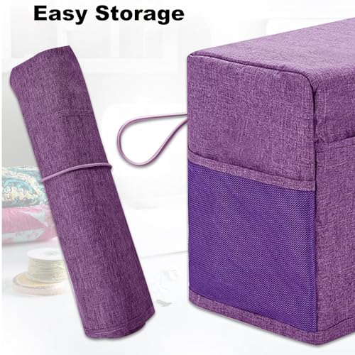 BOHEMIABY Sewing Machine Cover, Protective Cover with Storage Pocket and Side Handles, Sewing Machine Cover Dust Cover for Most Standard Sewing Machine etc, Printed Sewing Patterns(Purple) - Thumbnail 4
