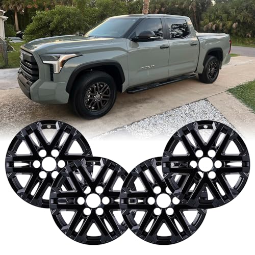 OPKOURE 18" Gloss Black Wheel Skins Set for 2022-2026 Toyota Tundra Alloy Wheel & for 2023-2026 Toyota Sequoia