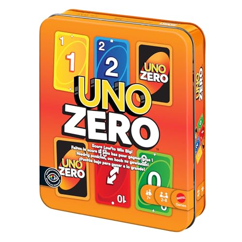 Mattel Games UNO Zero avec boîte métallique, jeu de cartes