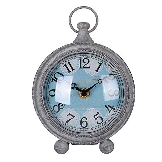 NIKKY HOME Vintage Coastal Beach Blue Table Clock Home Decor for Kitchen, Bathroom, Living Room, Bedroom, Office