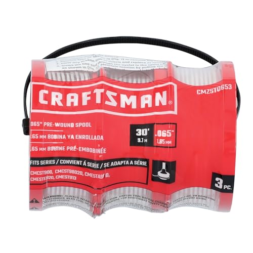 Image of CRAFTSMAN Genuine OEM String Trimmer Line, Weed Eater and Weed Wacker String, 0.065- Inch, 30-Feet of Replacement Spool, 3-Pack Spools (CMZST0653)
