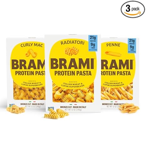 Brami Italian Protein Pasta, Variety | Low Carb | High Fiber | High Protein | Non-GMO | Keto | Made in Italy | Dry Pasta | Semolina | Fortified with Heart Healthy Lupini Beans | 12oz (Pack of 3)