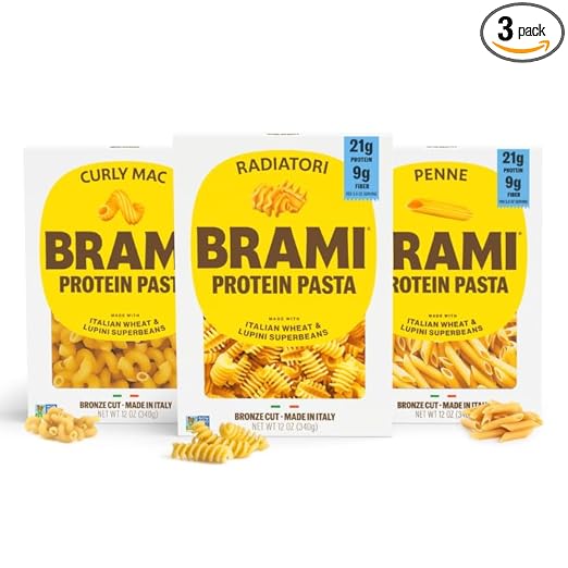 Brami Italian Protein Pasta, Variety | Low Carb | High Fiber | High Protein | Non-GMO | Keto | Made in Italy | Dry Pasta | Semolina | Fortified with Heart Healthy Lupini Beans | 12oz (Pack of 3)