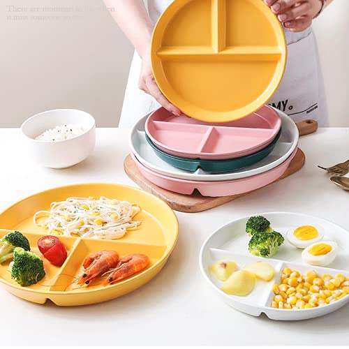 OnePine Porzellan Servierplatten, Snackteller mit 3 fächern kinder Dessertteller Salatteller Geteilte Platte keramik für abnehmen – Ansicht 6