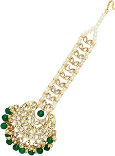 Faux Kundan Maang Tikka Matha Patti Indian Traditional Bollywood Jewelry Gift for Women Blue
