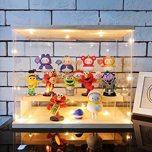 Display Case For Action Figures With 3 Steps,Doll Display Case With Door For Figure Collectibles,Funko Pop Figures,Any Toys And Mini Figures,Acrylic Perfume Stand(12.9" W X 6.8" D X 9.5" H) #TOP5