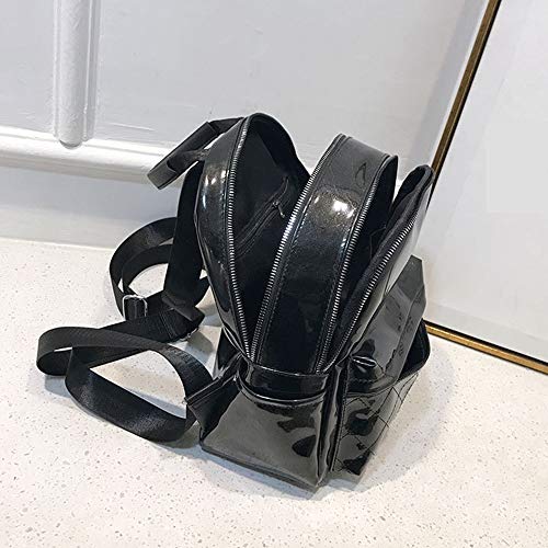 Sac à dos dames noir en cuir PU brillant chic