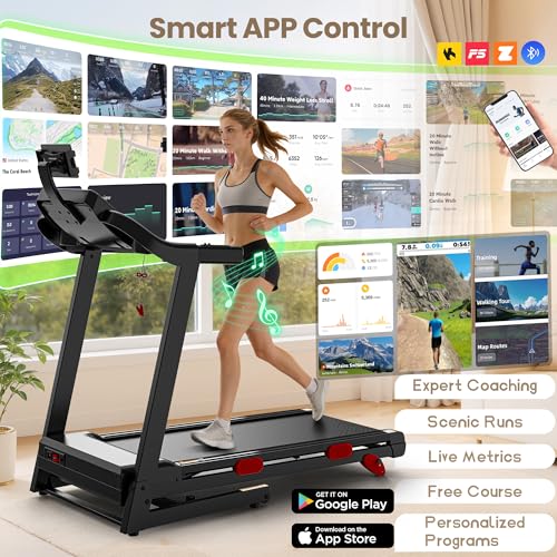 Image of 3.75HP Treadmill for Home, Foldable with 10% Incline, Free Courses, 105Training Programs