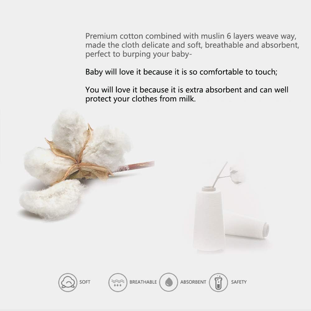 PENG'S M Muslin Baby Burp Cloths 6-Pack Organic Cotton Washcloths 20 by 10 Inches Cloths 6 Layers Super Soft Funny Forest - Image 8