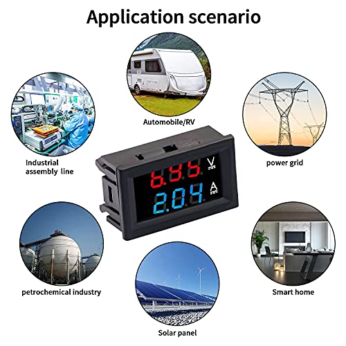 Image of ROBOWAY Mini Dual LED 0.28 inch Red-Blue Display Digital Voltmeter (0-100V) and Ammeter (10A)-LED Display Digital Voltmeter Ammeter - Voltage Current Tester (RW-142)