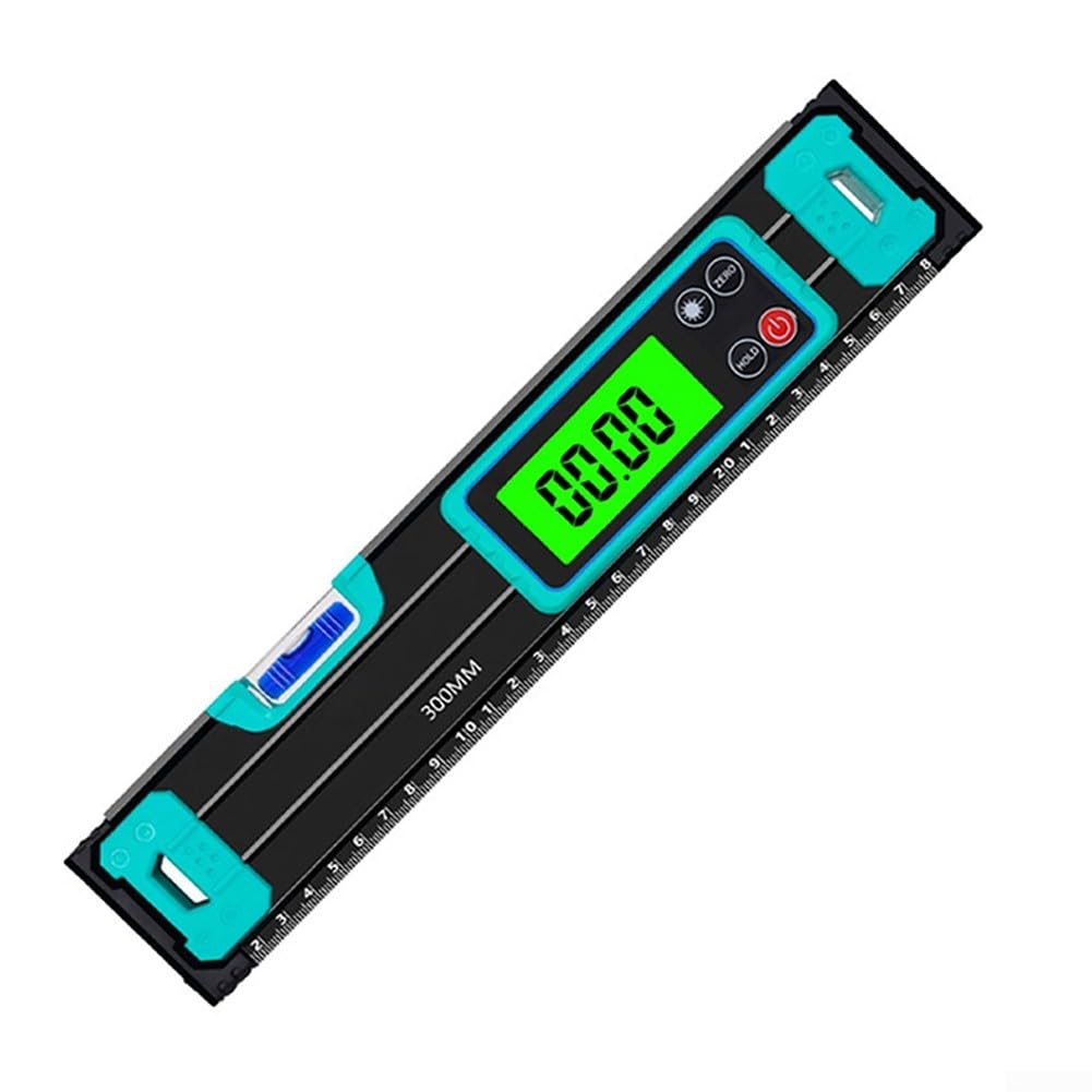 Regla de nivel digital de 300 mm, con pantalla LCD y medición de ángulo, 200/300/400 mm, material ABS, apagado automático, alerta de sonido para construcción e ingeniería