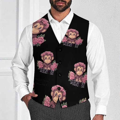 Monkey Mens Slim Fit Suit Vest Dress Waistcoat Casual Business Vest2