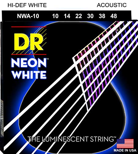 Dr Cordes Nwa10 10–48 Lite Lot fabriqué à la main Neon haute définition Blanc revêtu Cordes acoustique - Les Beatles, Paul McCartney, John Lennon, RIngo Starr, George Harrison Dr Cordes Nwa10 10–48 Lite Lot fabriqué à la main Neon haute définition Blanc revêtu Cordes acoustique