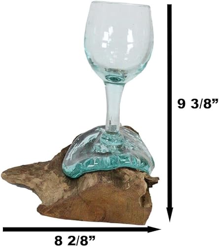 Miniatura 6 de Ebros Gift Handicraft Balinesa hecha a mano de madera natural de raíz gamal con cáliz de copa de vino fundida soplada a mano como vasos de aire,