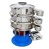 HQHAOTWU Electric Vibrating Sieve Vibrating Screen Sieve Shaker Powder Liquid Sifter Stainless Steel Big Screen Machine Φ15.7inch with 30 70 Mesh Screen Double Layers 110V