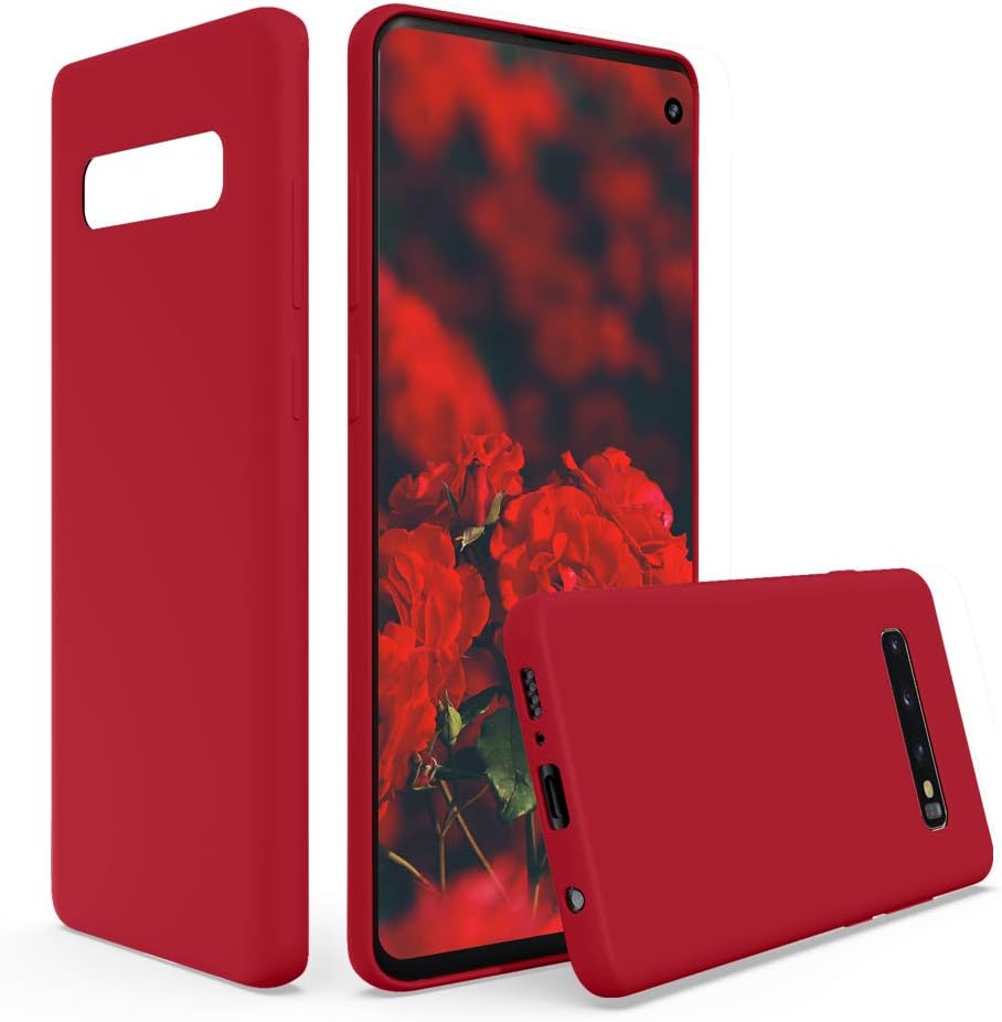 SURPHY Silicone Case Compatible with Galaxy S10 Case 6.1 inches, Slim Liquid Silicone Full Body Phone Case (with Microfiber Lining) for Galaxy S10 6.1" (Red)