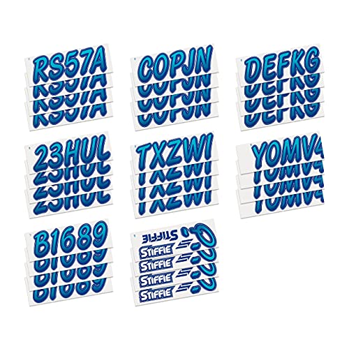 Image of STIFFIE Whipline Aqua /Navy 3 inch Boat & PWC Registration Decals • Numbers Letters Stickers