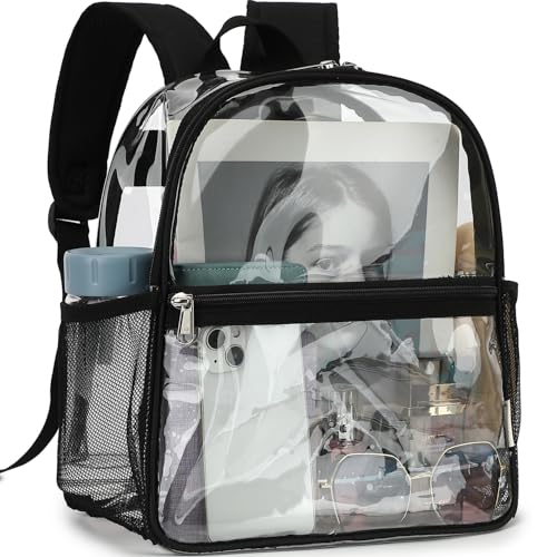 Fammart Clear Backpack Stadium Approved 12x6x12 - Kids & Small Adult Transparent Backpack for School Work Sports Concerts - Clear Bag