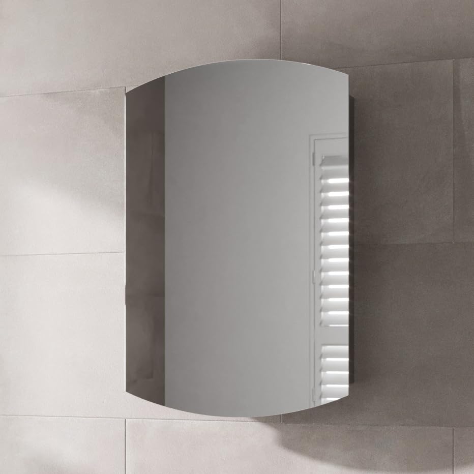 Artis® 400 x 600mm Bathroom Mirror Cabinet Storage Wall Mounted Cupboard Ready Assembled Unit Single Mirrored Door, Stainless Steel